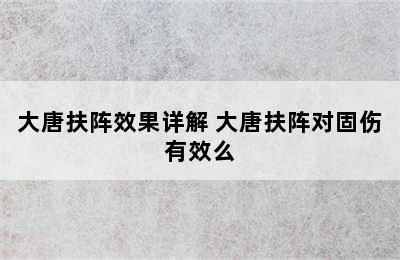 大唐扶阵效果详解 大唐扶阵对固伤有效么